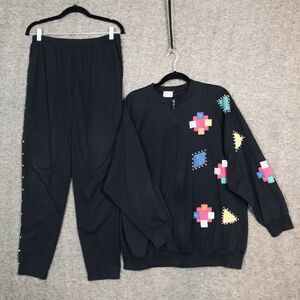 Peone Athleisure Set Womens S VTG 90s 2 Pc Tracksuit Jogger Loungewear Patchwork